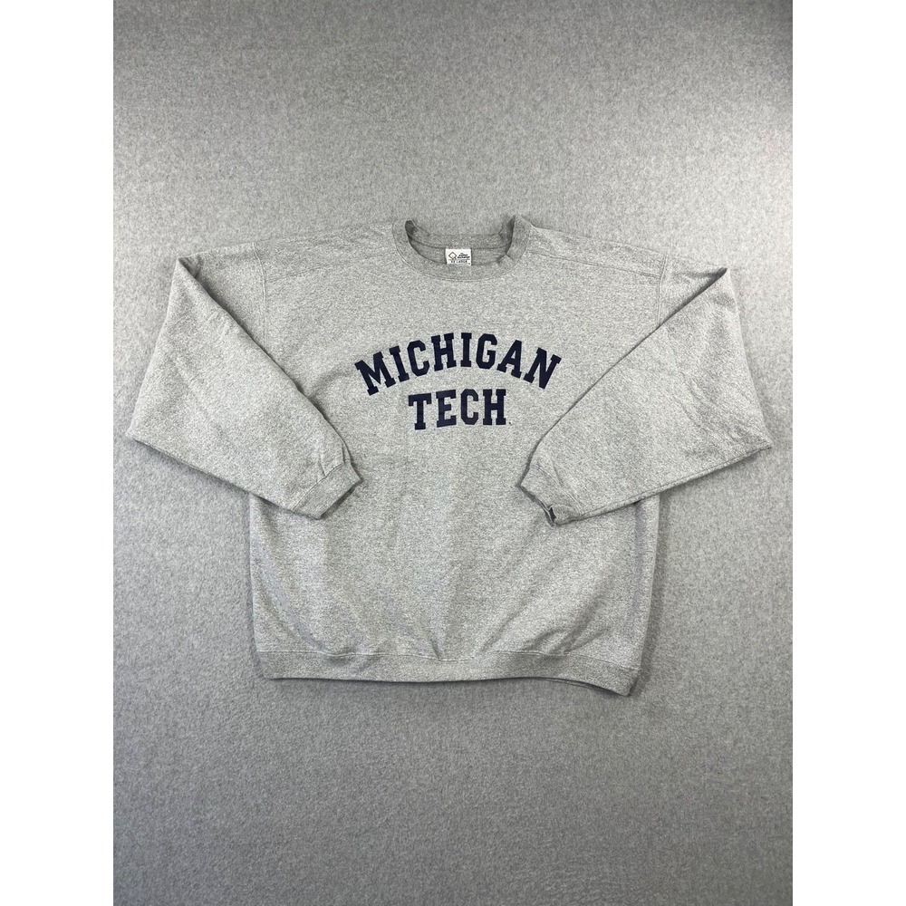 Vintage Michigan Tech Sweatshirt Mens 2XL Gray Huskies 90s Crew Neck Made USA
